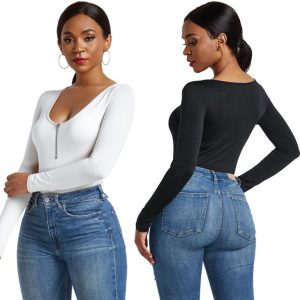 Tops & T-Shirts |  Womens Second Skin Long Sleeve Bodysuit Clothing Tops & T-Shirts