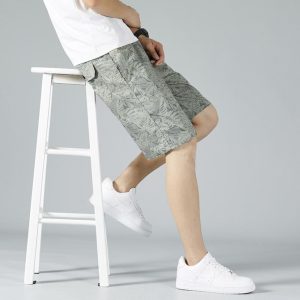 Trousers & Shorts |  Mens Garment-Dyed Leaf Print Fatigue Bermuda Shorts Clothing Mens