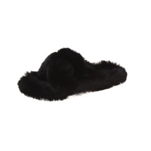 Slippers |  Womens Fluffy Double Strap Slippers Shoes Pink